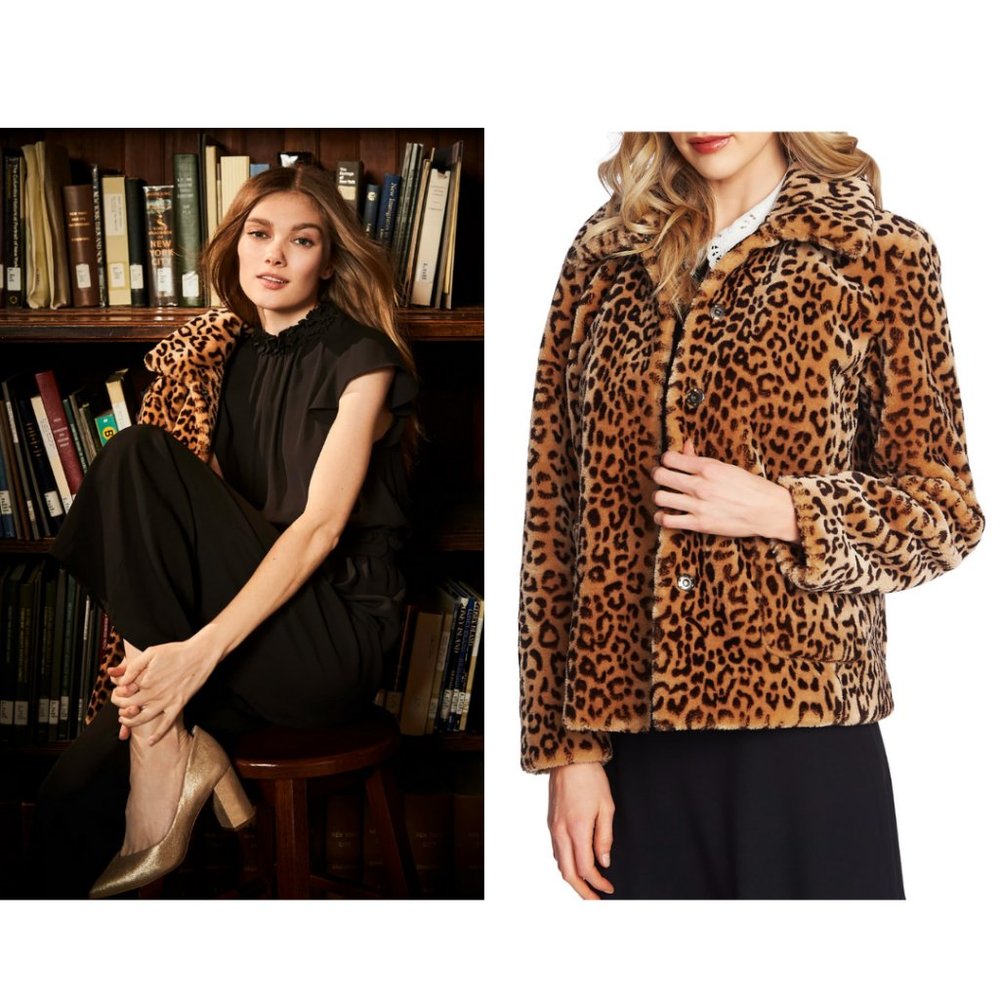 Cynthia Steffe Leopard Faux Fur Jacket